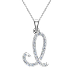 Initial Pendant I Letter Charms Diamond Necklace White Gold
