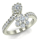 Blooming Flower Plant Bypass Style Diamond Ring 0.65 cttw 14K Gold-G,SI - White Gold