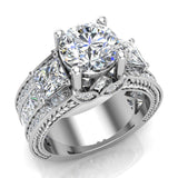 Moissanite Engagement Ring For Women Accent diamond 4.85ct 14K Gold - White Gold