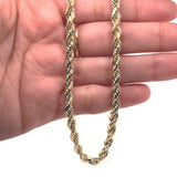 Rope Chain Necklace Men Women 4mm 10K Real Gold - Yellow Gold