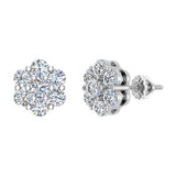 Cluster diamond earrings 14k Gold Flower Earrings 0.62 carat-G,SI - White Gold