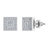 Sharp & Edgy Square Cluster Diamond Earrings 0.53 ctw 18K Gold-G,VS - White Gold