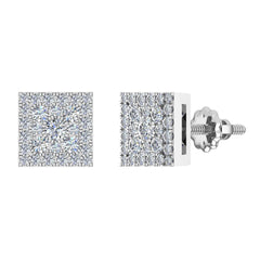 Sharp & Edgy Square Cluster Diamond Earrings White Gold