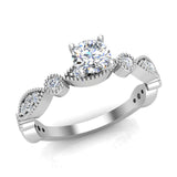 Circle Marquee Design Round Diamond Engagement Ring 14K Gold 0.70 CT SI - White Gold