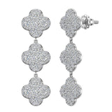 Clover Diamond Chandelier Earrings Waterfall Style 14K Gold Glitz Design-I,I1 - White Gold