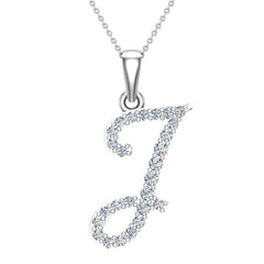 Initial pendant J Letter Charms Diamond Necklace White Gold