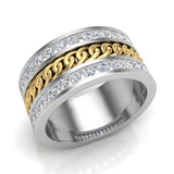 Cuban Link Diamond Bands for Men Round Diamond 14K Gold 2.00 ct-SI - White Gold