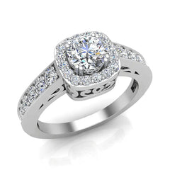 Dainty Round brilliant cushion  halo diamond engagement rings White Gold