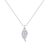 Angel Wing Diamond Necklace for Women 14K Gold Charm L I2 - White Gold