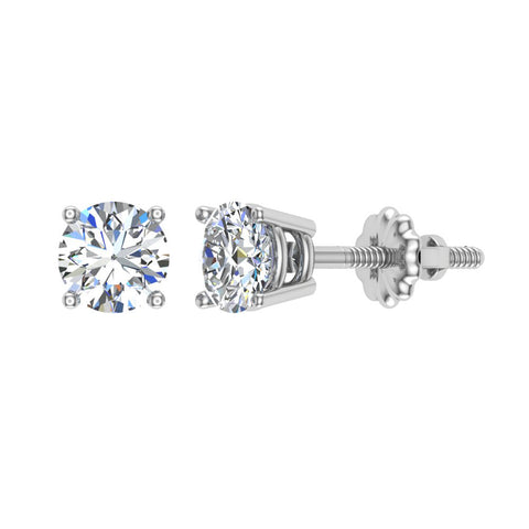 Diamond Earring for Women Men Round Cut 14K Gold Diamond stud 1/4-1.00 cttw-G,I1 - White Gold