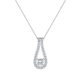 0.46 ct tw Teardrop Halo Diamond Necklace 18K Gold-G,VS - Rose Gold