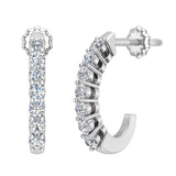 14K Gold Diamond Huggie Earrings For Women-I, I1 - White Gold
