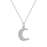 Crescent Dainty Charm Diamond Necklace 14K Gold 0.24 ct-G,I1 - White Gold