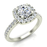 Ravishing Round Cushion Halo Diamond Wedding Ring 1.15 ctw 18K Gold (G,SI) - White Gold