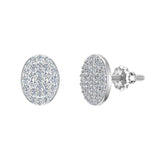 Oval Cluster Diamond Earrings 0.50 ct 14K Gold-G,SI - White Gold