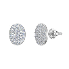 Oval Cluster Diamond Earrings 0.50 ct White Gold