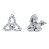 Celtic Knot Pave Diamond Stud Earrings ½ ct 14K Gold-G,SI - White Gold