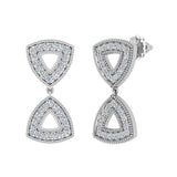Minimalist Triangle Motif Diamond Dangle Earrings 14K Gold 0.60 ct-G,SI - White Gold
