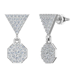 Hexagon Diamond Dangle Earrings White Gold