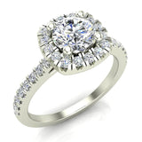 Ravishing Round Cushion Halo Diamond Wedding Ring 1.15 ctw 14K Gold (I,I1) - White Gold