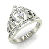 Fashion Princess Tiara Crown Diamond Ring 0.50 carat total weight Band Style 14K Gold (I,I1) - White Gold