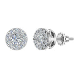 Halo Cluster Diamond Earrings 1.08 ctw 14K Gold-SI - White Gold