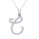 Initial Pendant C Letter Charms Diamond Necklace 18K Gold-G,VS - White Gold