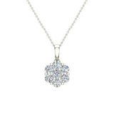14K Gold Necklace Diamond Cluster Flower Style Glitz Design G,SI - White Gold