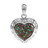 Lee Sands Drusy Quartz Silvertone Heart Pendant
