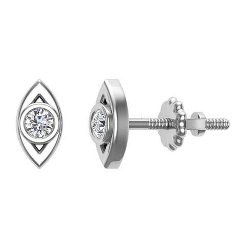 Diamond Earrings Marquise Shape Studs Bezel Settings 10K Gold-J,SI2-I1 - White Gold