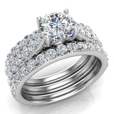 Accented Diamond Solitaire Wedding Ring Set with Band 1.90 ct 14K Gold-G,SI - White Gold