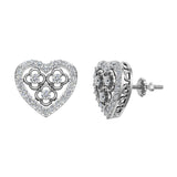 0.95 ctw Diamond Heart Shape Earrings in 14K Gold-I,I1 - White Gold