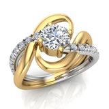 Streamer Style Diamond Engagement Rings 2-Tone 14K 1.25 ctw SI - Yellow Gold
