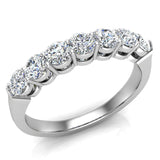 1.00 cttw 7 Stone Diamond Wedding Band Ring 14K Gold (I,I1) - White Gold