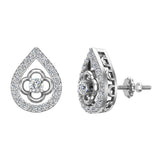 18K Gold Diamond Earrings Tear-Drop Shape 0.79 carat-G,VS - White Gold