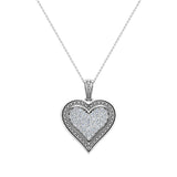 0.56 ct tw Pave-Set Heart Diamonds Necklace 14K Gold (LM,I2) - White Gold