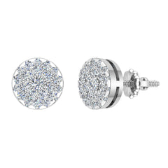 Round Cluster Diamond Earrings 0.56 ctw White Gold