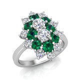 May Birthstone Emerald 18K Gold Diamond Ring 2.65 ct tw - White Gold