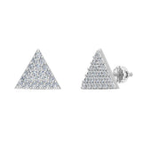 Triangle Shape Pave Diamond Stud Earrings 1/2 ct 18K Gold-G,VS - White Gold
