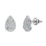 Pear Cluster Diamond Stud Earrings 0.46 ct 18K Gold-G,VS - White Gold