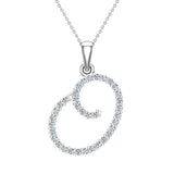 Initial pendant O Letter Charms Diamond Necklace 18K Gold-G,VS - White Gold
