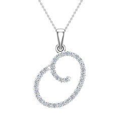 Initial pendant O Letter Charms Diamond Necklace White Gold