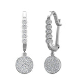 Circle Diamond Dangle Earrings Dainty Drop Style 14K Gold 1.31 ct-I,I1 - White Gold