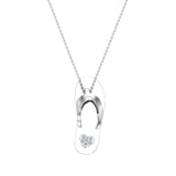 Flip Flop Sandals Diamond Charm Necklace 14K Solid Gold 0.04 ctw-I,I1 - White Gold