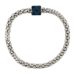 Stainless Steel Popcorn Chain Bracelet w/ Pave' Magnetic Clasp