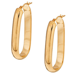 Bronze 1-1/2" Linear Design Oval Hoop Earrings by Bronzo Italia