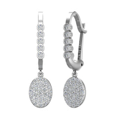 Oval Diamond Dangle Earrings Dainty Drop Style White Gold