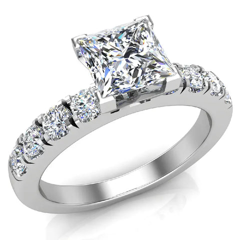 Princess Cut Diamond Engagement Rings GIA 18K 1.20 ctw - White Gold
