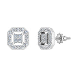 Diamond Stud Earring Princess Cut Cornered Square Diamond Earrings 18K Gold-G,VS - White Gold