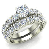 Trellis Round Diamond Wedding Ring Set 2.05 ctw 14K Gold (I,I1) - White Gold